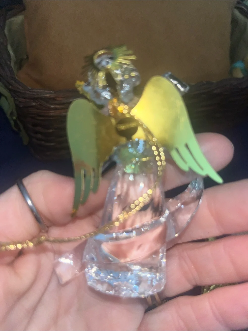 VTG Gold Star and Clear Angel Holiday Ornaments - Set of 2 Roman ,Inc 387